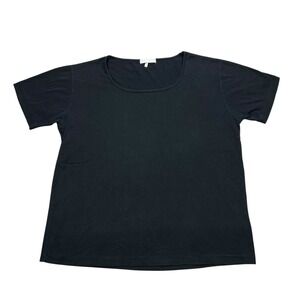 Sunspel T-Shirt Womens Size Large Black Cotton Short Sleeve Casual Top